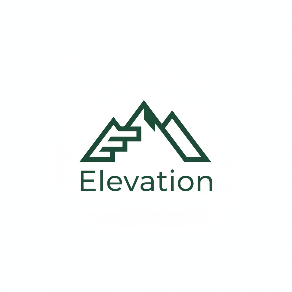 Elevation logo with dark green mountain steps