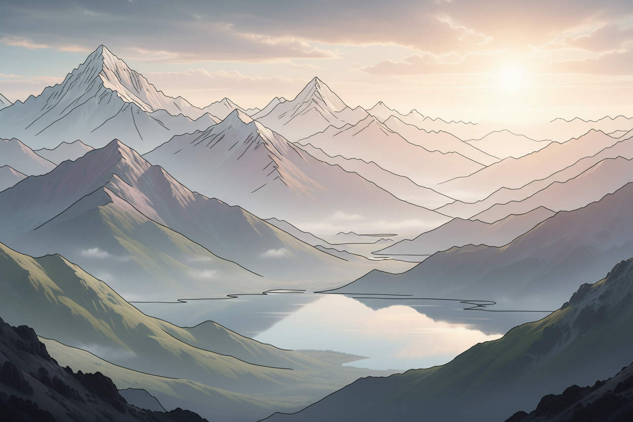 Outlined mountain elevation